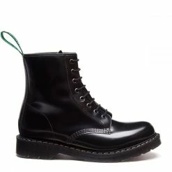 Solovair 8 Eye Derby Boot In Black Hi-Shine