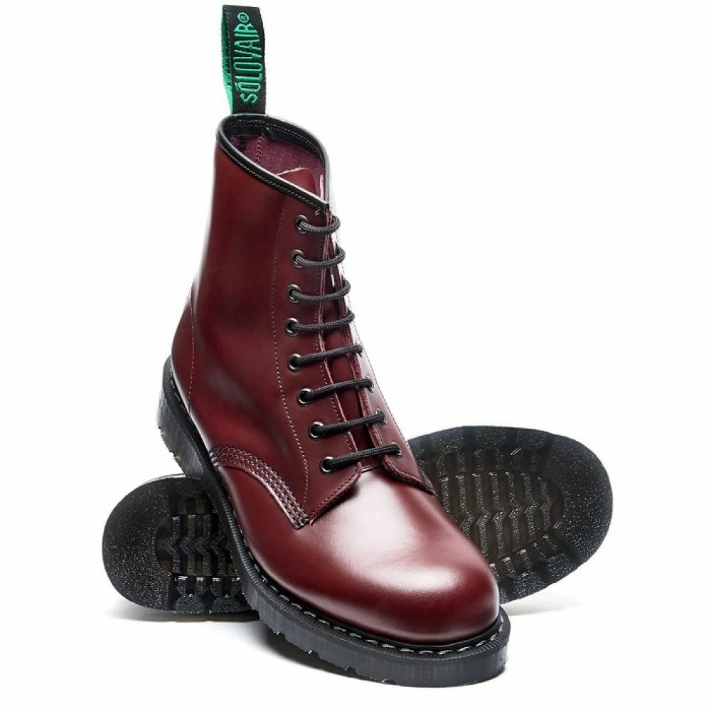 Solovair 8 Eye Derby Boot In Oxblood Hi-Shine - Image 2