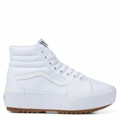 Vans Women's Sk8-Hi Canvas Stacked In True White